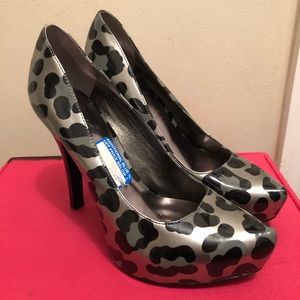 Black and grey heels